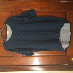 LuLaRoe Blue Patterned Short Sleeve Tee